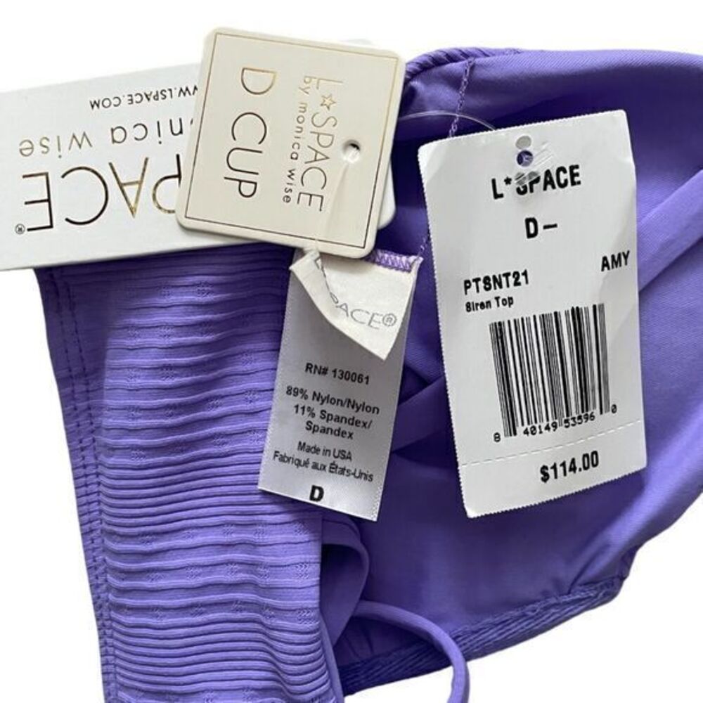 L Space Siren Bikini Top D Cup Gina Bitsy Bikini Bottom Large Amethyst Purple - Picture 4 of 9